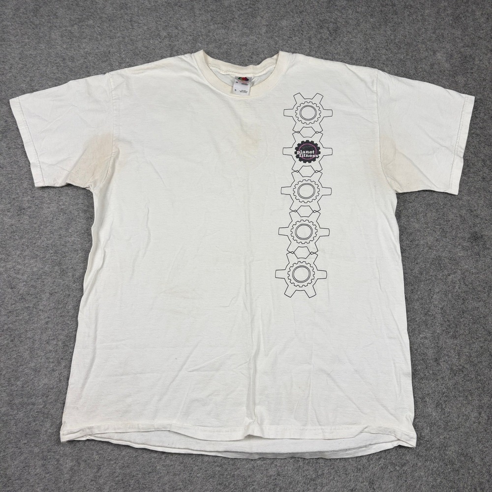 Vintage Y2K Planet Fitness T-Shirt Mens XL White Graphic Tee Gym Workout Athlete